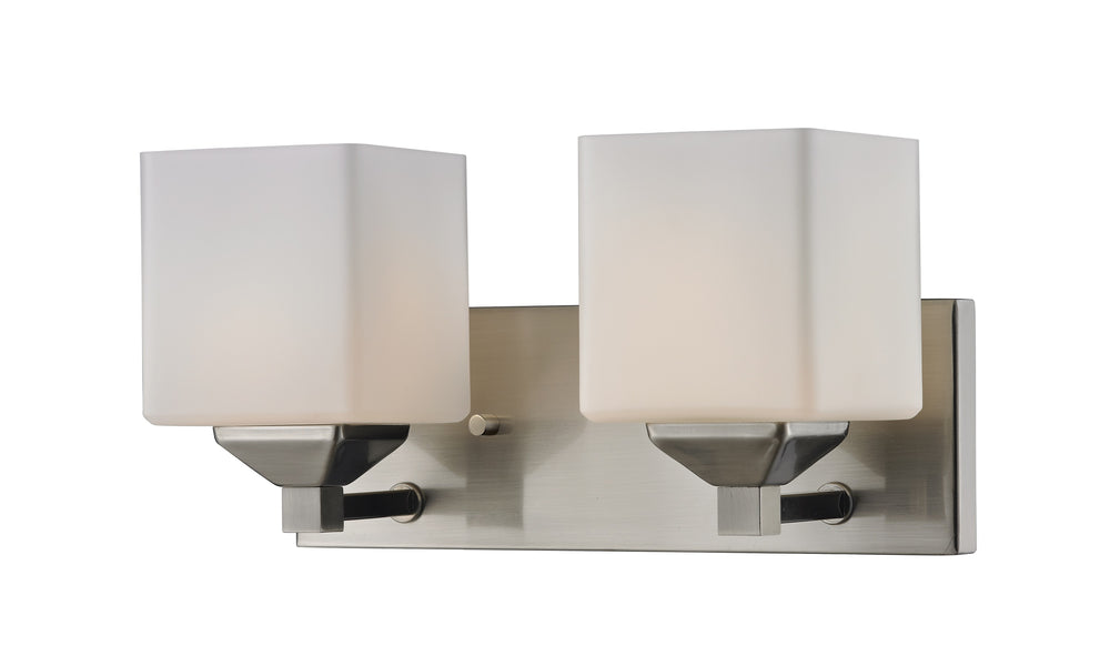 Quube 2 Light Vanity  in Brushed Nickel Finish