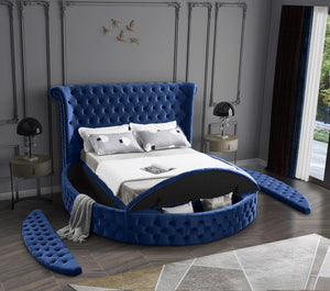 Lorena King Bed In Navy Velvet