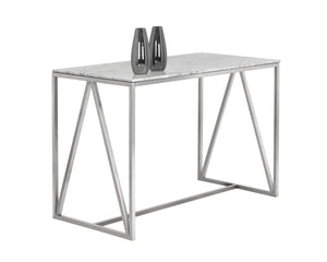Abel Counter Table - Stainless Steel - White Marble
