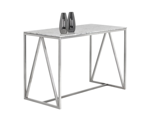Abel Counter Table - Stainless Steel - White Marble