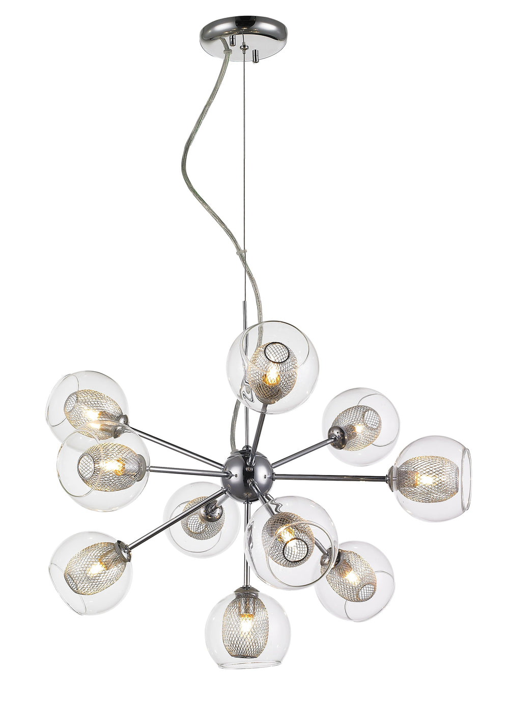 Auge 10 Light Chandelier in Chrome  Finish