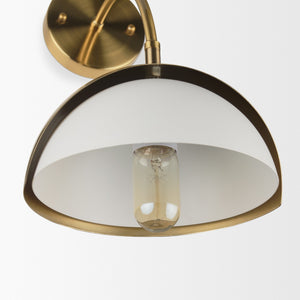 Cybill Brushed Brass w/ White Metal Shade 1-Light Wall Sconce