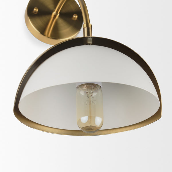 Cybill Brushed Brass w/ White Metal Shade 1-Light Wall Sconce