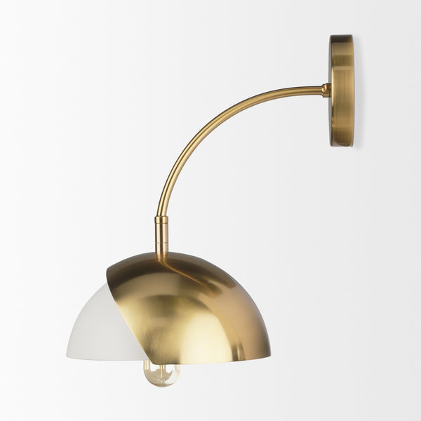 Cybill Brushed Brass w/ White Metal Shade 1-Light Wall Sconce