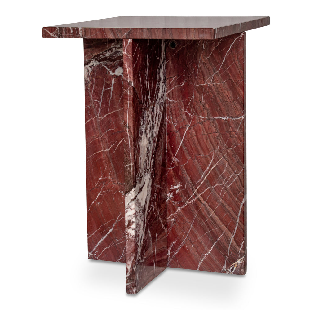 Moe's Blair Accent Table in Rosso Levanto Marble
