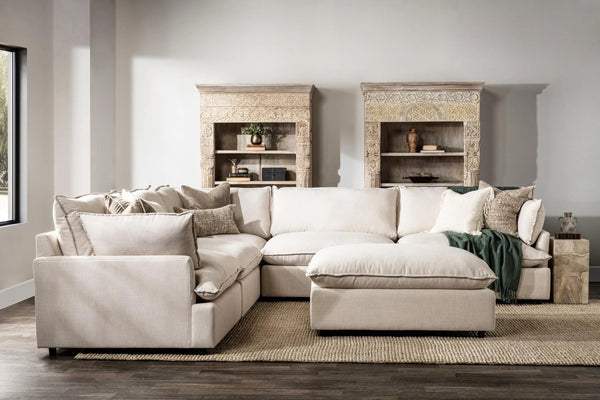 Caplan 6-Piece Modular Sectional with Ottoman in Dawn-Flax