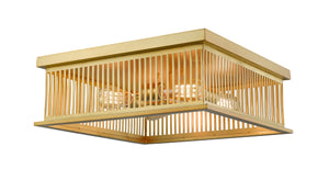 Camellia 4 Light Flush Mount in Brass Finish