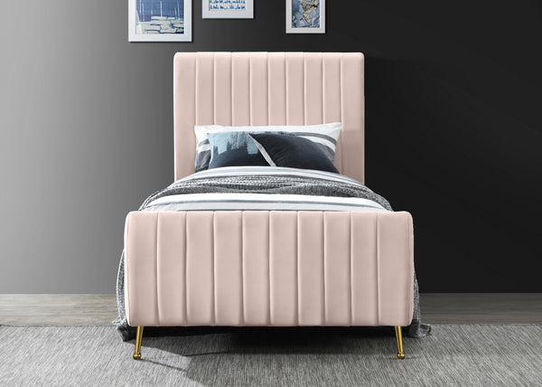 Marcos Twin Bed In Pink Velvet