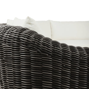 Messina Outdoor 3-Piece Sectional In Natural Teak-FSC-Venao Ivory-Chunky Charcoal Woven