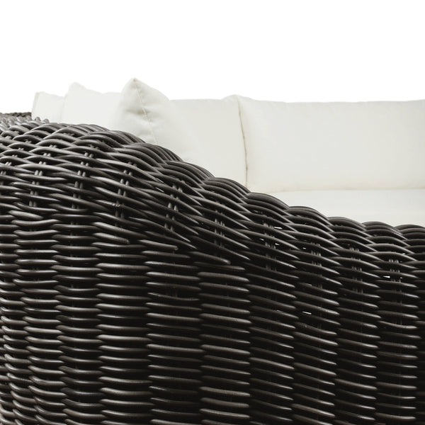 Messina Outdoor 3-Piece Sectional In Natural Teak-FSC-Venao Ivory-Chunky Charcoal Woven