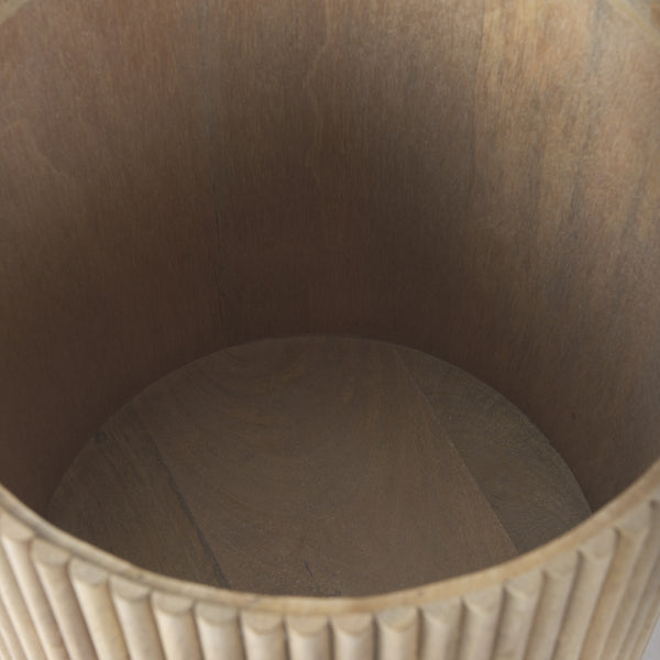 Terra 18L x 18W x 22H Light Brown Wood Fluted Round Side Table