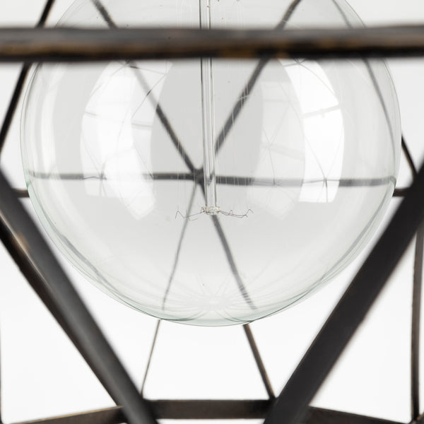Dyson I 18x18 Black Metal Triangular Orb Pendant Light