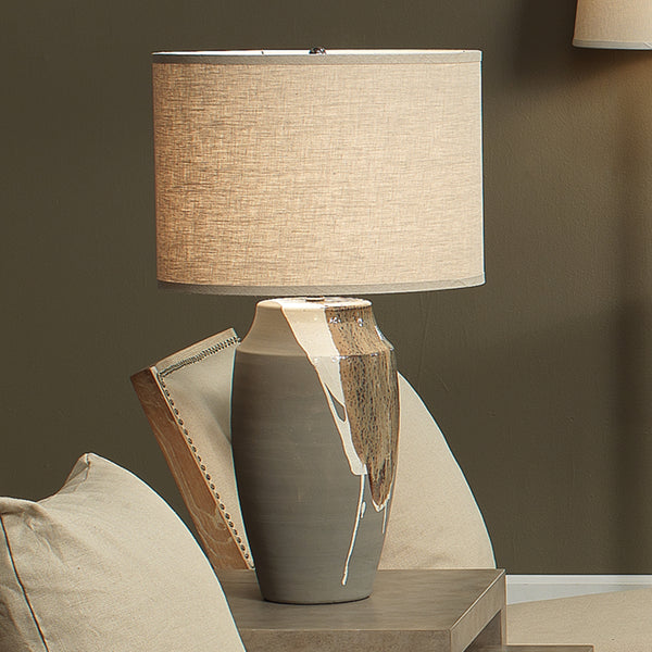Landslide Ceramic Table Lamp with Linen Shade