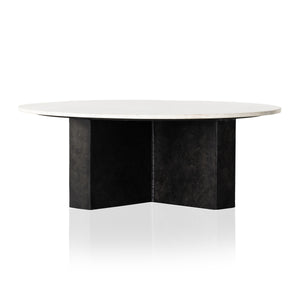 Terrell Round Coffee Table In Plsh White