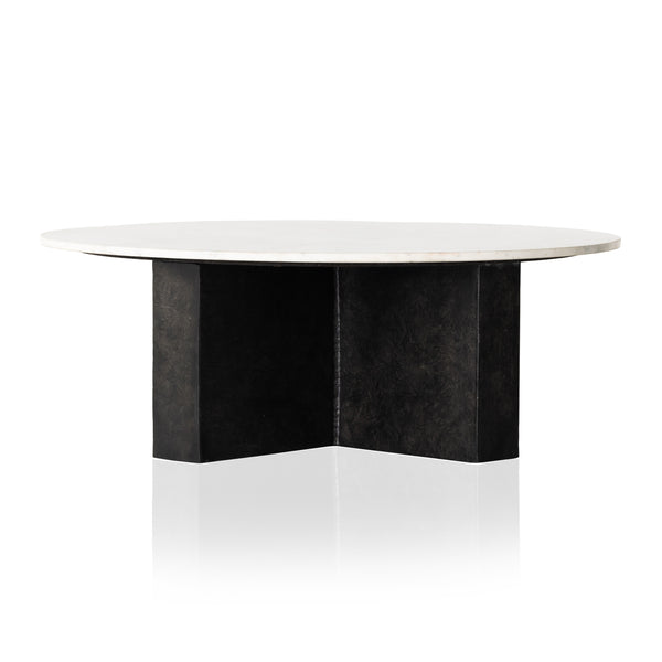 Terrell Round Coffee Table In Plsh White