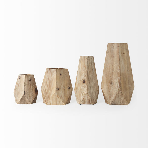 Allen II Small Natural Wooden Base Oval Vase