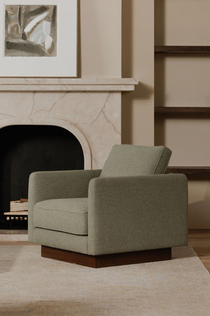 Moe's Vernon Accent Chair in Sage with Plinth Base
