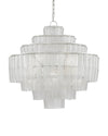 Sommelier Blanc Chandelier In Contemporary Silver Leaf & Opaque White