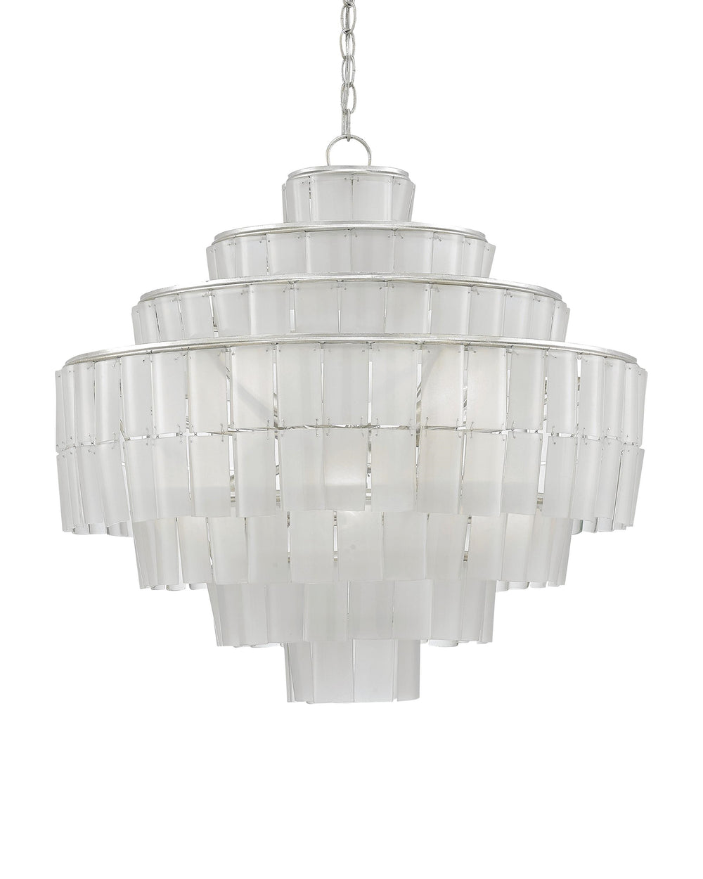 Sommelier Blanc Chandelier In Contemporary Silver Leaf & Opaque White