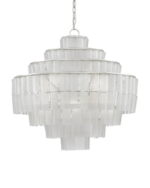 Sommelier Blanc Chandelier In Contemporary Silver Leaf & Opaque White