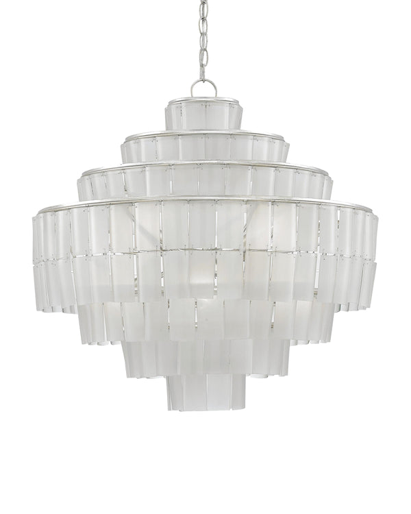 Sommelier Blanc Chandelier In Contemporary Silver Leaf & Opaque White