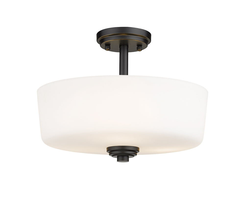 Arlington 3 Light Semi Flush Mount in Matte Black Finish