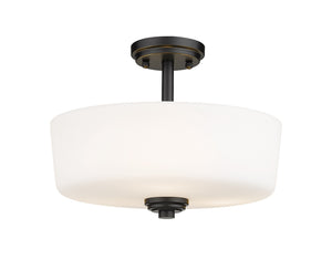 Arlington 3 Light Semi Flush Mount in Matte Black Finish