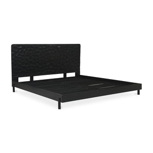 Misaki Queen Bed in Black with Carved Headboard