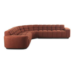 Moe's Roman L-Shaped Sectional in Rust, Modern Vintage