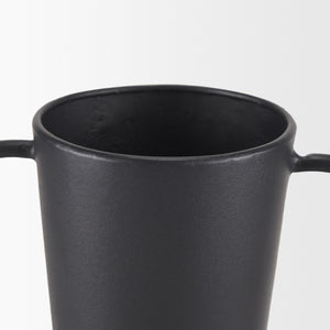 Tasya Large Matte Black w/ Handles Metal Vase