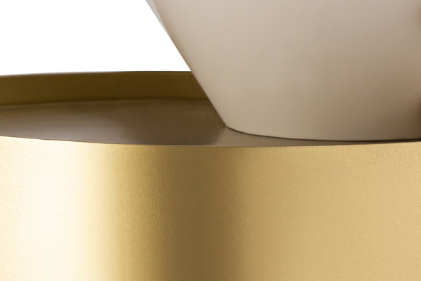 Abel End Table In White and Brushed Brass