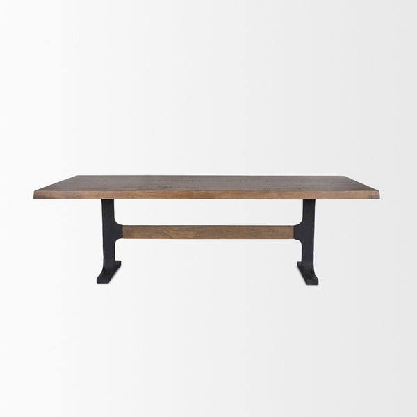 Araxi Rectangular Dark Brown Wood w/ Black Metal Base Dining Table