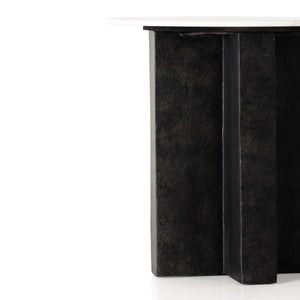 Terrell Round End Table In Plsh White