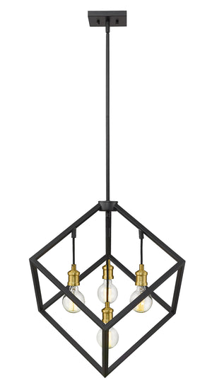 Vertical 4 Light Pendant in Bronze + Olde Brass Finish