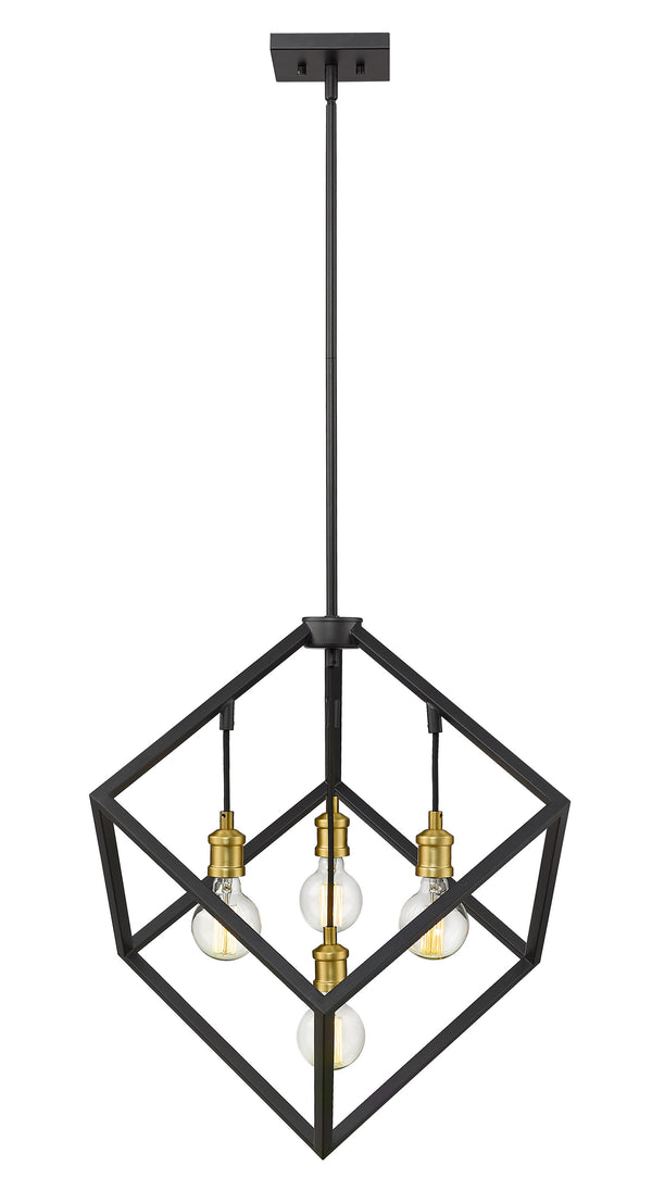 Vertical 4 Light Pendant in Bronze + Olde Brass Finish