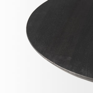 Maxwell 20" Round Dark Brown Wood w/ Black Metal Pedestal Side Table