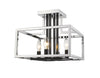 Quadra 4 Light Semi Flush Mount  in Chrome + Black Finish
