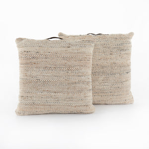 Neema Pouf-Heathered Wool-Nat, Blk