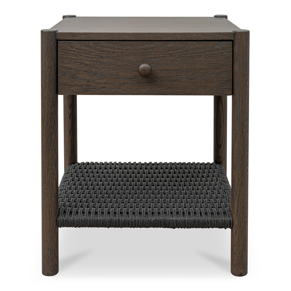 Millie Nightstand with Black Rope and Oak Legs