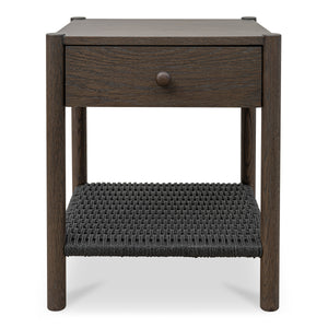 Millie Nightstand with Black Rope and Oak Legs