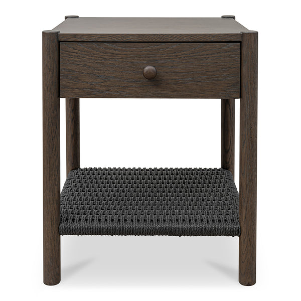 Millie Nightstand with Black Rope and Oak Legs