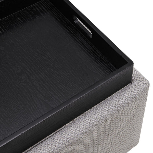 Cameron Square Fabric Storage Ottoman w/ tray In Cardiff Gray