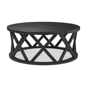 Forsey  28.0L x 45.3W x 18.0H Black Solid Wood Round Coffee Table