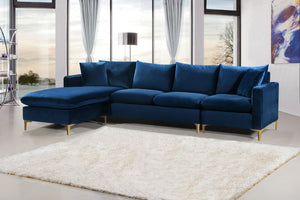 Lucy 2pc. Reversible Sectional In Navy Velvet
