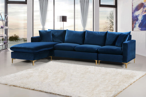 Lucy 2pc. Reversible Sectional In Navy Velvet