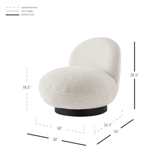 Zolia Faux Shearling Swivel Accent Chair, Shearling Beige