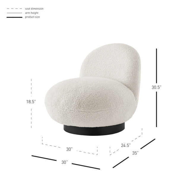 Zolia Faux Shearling Swivel Accent Chair, Shearling Beige