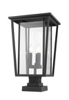Seoul 3 Light Outdoor Pier Mounted Fixture in Black Finish