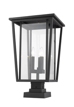 Seoul 3 Light Outdoor Pier Mounted Fixture in Black Finish