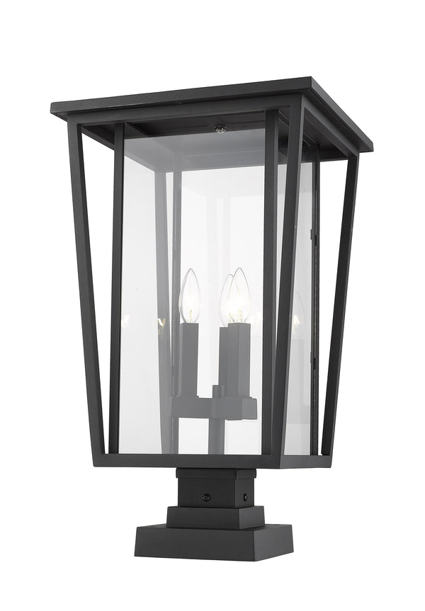 Seoul 3 Light Outdoor Pier Mounted Fixture in Black Finish